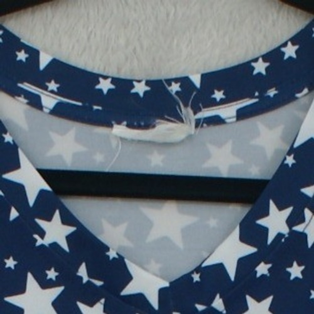 Stars and Stripes Patriotic V-Neck Pocket T-Shirt Navy Blue Red White Americana - Picture 3 of 6